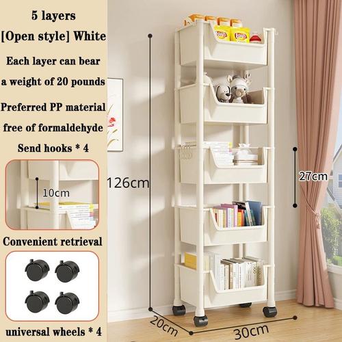 Chariot de rangement multicouche portable",biblioth¿¿que ¿¿ roulettes,bureau T1,fichier,collations familiales,"divers - Type 5-layer white