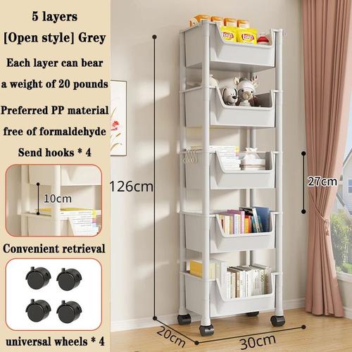 Chariot de rangement multicouche portable",biblioth¿¿que ¿¿ roulettes,bureau T1,fichier,collations familiales,"divers - Type 5-layer gray