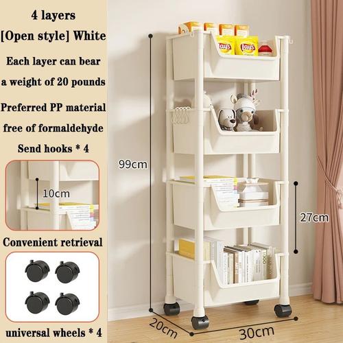 Chariot de rangement multicouche portable",biblioth¿¿que ¿¿ roulettes,bureau T1,fichier,collations familiales,"divers - Type 4-layer white