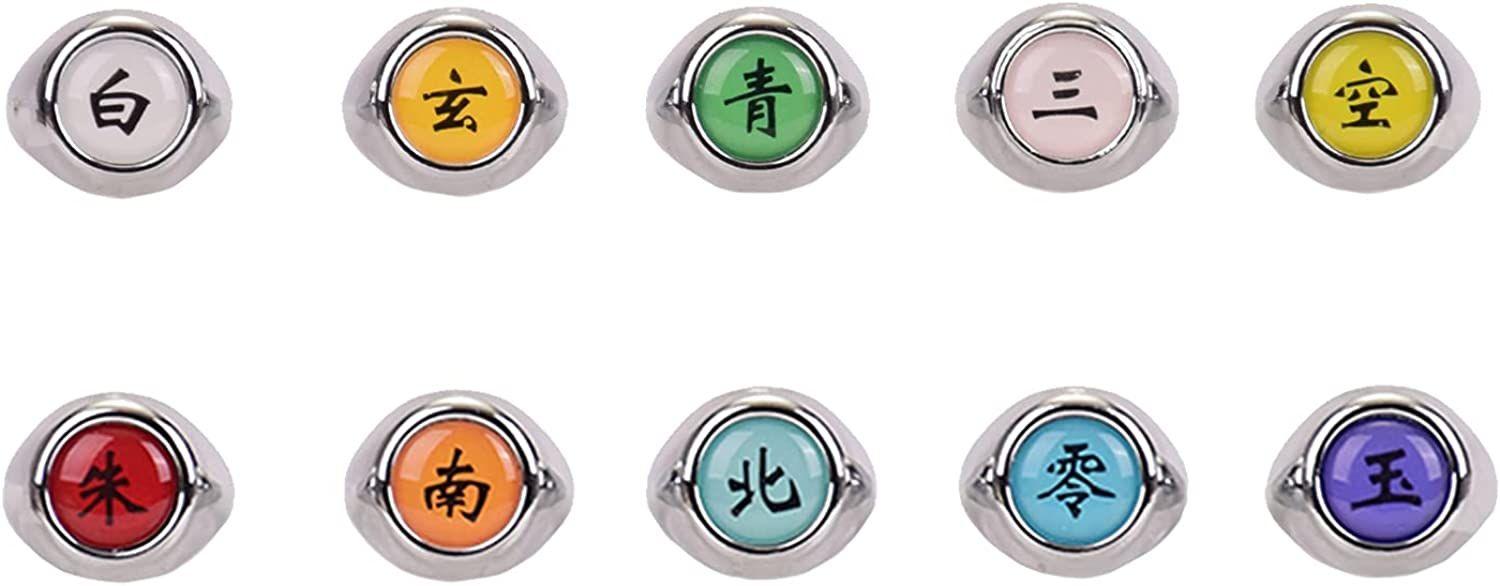 Ghzste Akatsuki anneau Lot de 10 bagues animées japonaises anime