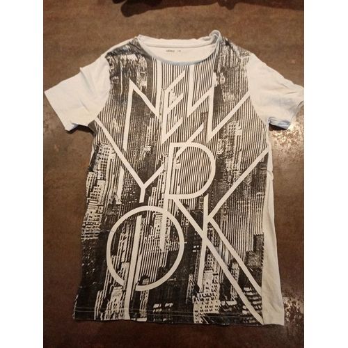 T Shirt Mc Blanc Gris Garçon 12 Ans Gemo