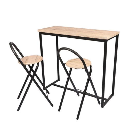 Ensemble Table A Manger Table Haute Table Bar Table Murale 100x40xh90cm Avec 2 Tabourets 36x46xh82cm