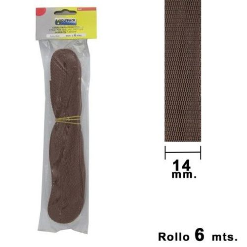 Bande de store WOLFPACK brun 14 mm. Rouleau 6 mètres