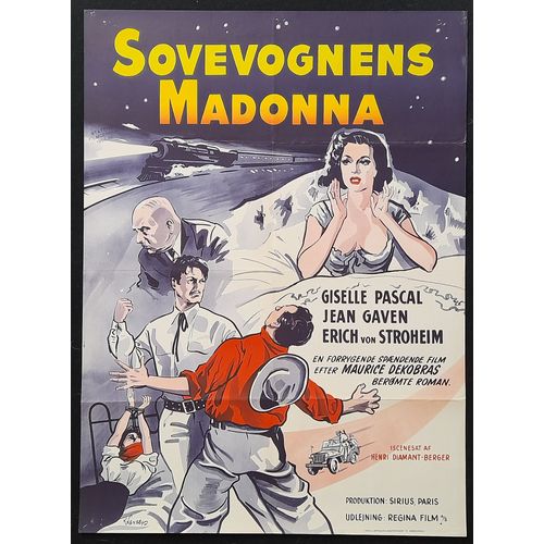 La Madone Des Sleepings - Film 1955 Réalisé Par Henri Diamant-Berger Avec Gisèle Pascal, Erich Von Stroheim, Jean Gaven - Affiche De Cinéma Originale Danoise 62x85 Cm - Danish Movie Poster