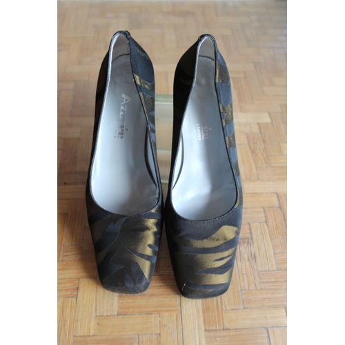Trotteurs Azurèe Cannes En Tissu Satinè Zébrè Kaki/Noir.Pointure Indiquèe:6.Française - 38