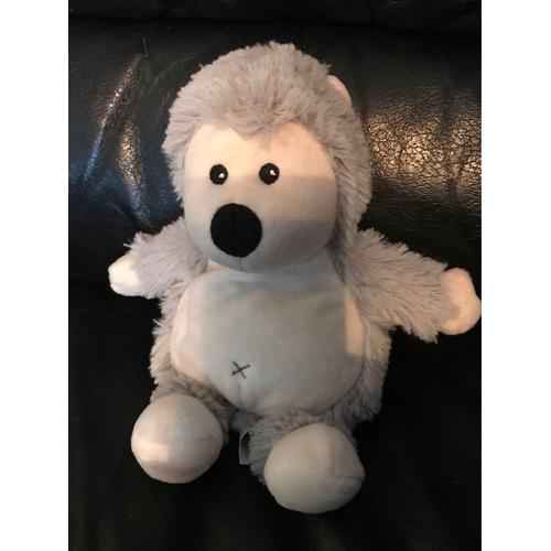 Doudou Peluche Bouillotte Hérisson Junior Gris Blanc Et Croix 22cm Warmies