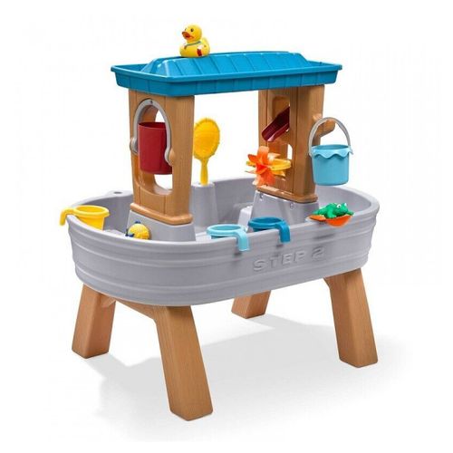 Table D'eau Avec 10 Accessoires | Table De Jeu Enfant A Eau | Table D'activité Pour Le Jardin En Gris & Marron - Step2 Rain Showers Splash Tub