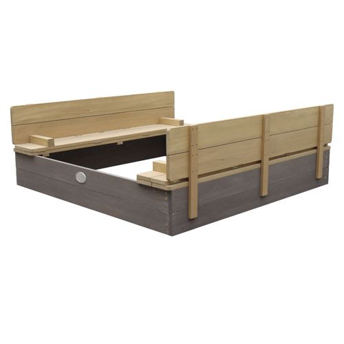 Axi Ella Xl Bac À Sable Enfant Gris & Marron | Bac À Sable Pour Enfants En Bois Fsc Avec Couvercle & Banc | 120 X 120 Cm
