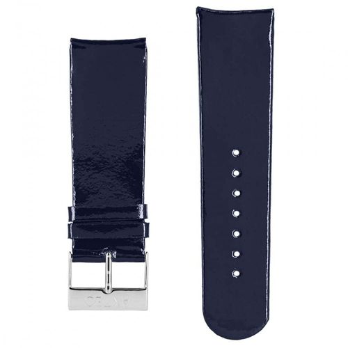Bracelet Plat Pour Montre Akteo 25 Mm Cuir Vernis Bleu Foncé