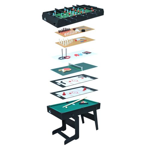 Cougar All-In-One / 16-In-1 Table De Jeux Multifonction Pliable En Noir | Table Multi Jeux Avec Accessoires | Multigame : Baby-Foot, Billard, Air Hockey, Tennis De Table