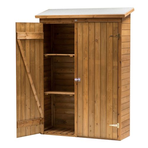 Axi | Olivier Armoire De Jardin, 131 X 180 Cm, Couleur Marron | Armoire Exterieur, Toit En Feutre | Armoire De Rangement Extérieur - 2 Etagères | Fabriqué En Eu, Bois D'epicéa.