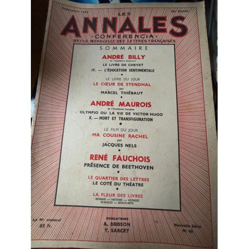Les Annales Conferencia. Revue Mensuelle Des Lettres Françaises. Septembre 1953 Nouvelle Série N°35 Posté Avec Grands Soins Le Jour De L'achat, Satisfait Ou Remboursé.