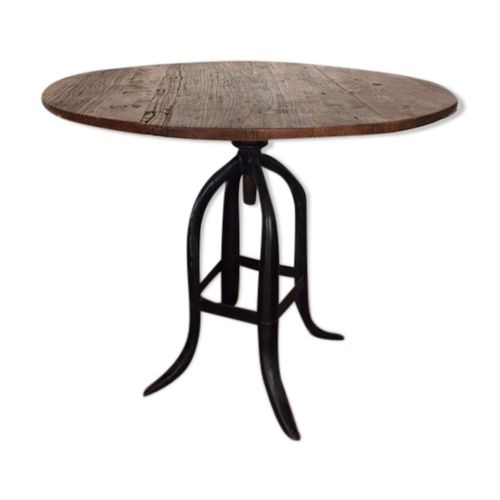 Table Ronde De Sale Manger En Bois Amp Fer Forg Marron