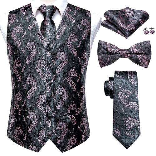 Hi-Aught-Ensemble De Boutons De Manchette Hanky Pour Homme,Gilet Brillant,Veste Pour Homme,Boutons De Manchette N?Ud Papillon,Or,Bleu,Rouge,Vert,Noir