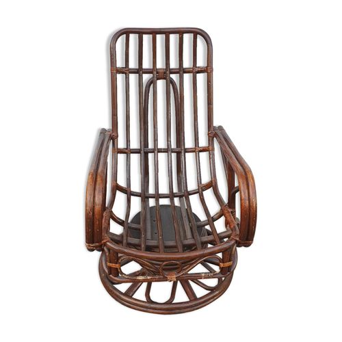 Rocking Chair En Rotin De 1970 Marron