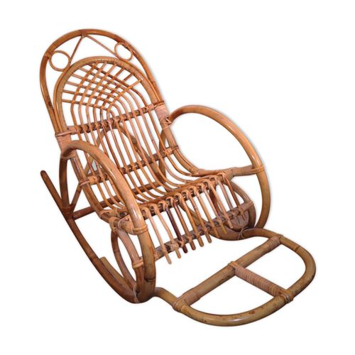 Rocking Chair Rotin Enfant Marron