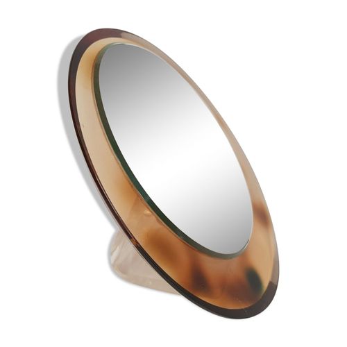 Miroir de table rond en plexi plexiglas fum design annes 70 175x175cm marron
