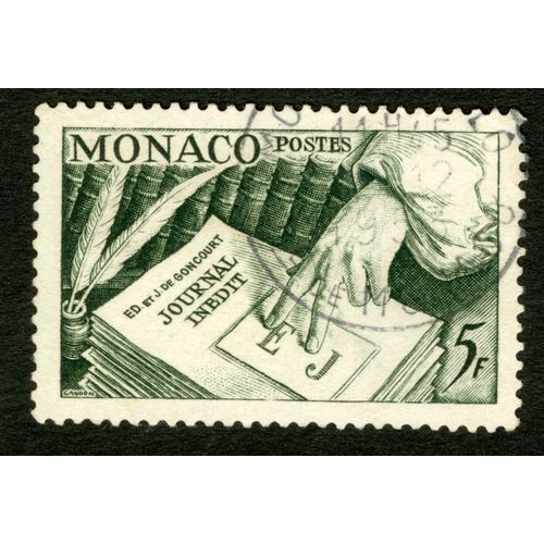 Timbre Oblitéré Monaco,Ed. Et J. Goncourt,Journal Inédit,Postes,Gandon,5f