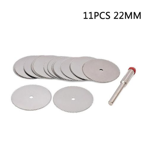 11 pièces 22mm - Lame de scie circulaire, petit ensemble, roue de meulage pour le Micro travail du bois, disque de coupe en métal, accessoires de tranchage électrique en métal