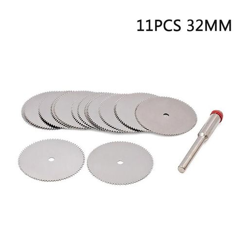 11 pièces 32mm - Lame de scie circulaire, petit ensemble, roue de meulage pour le Micro travail du bois, disque de coupe en métal, accessoires de tranchage électrique en métal