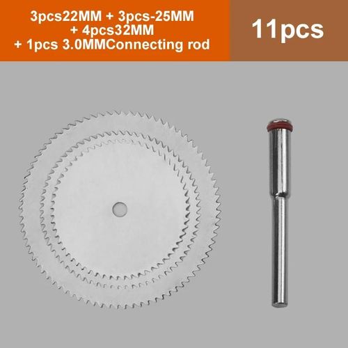 Mélange de 11 pièces - Lame de scie circulaire, petit ensemble, roue de meulage pour le Micro travail du bois, disque de coupe en métal, accessoires de tranchage électrique en métal