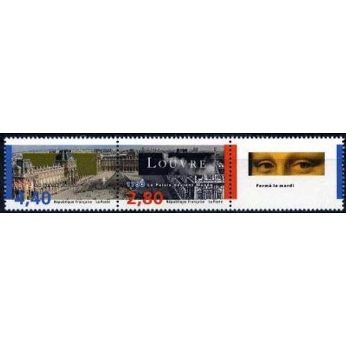 2 Timbres France 1993, Oblitérés - 1993 Le Grand Louvre - 4.40 + 2.80 Yt2852a (2851 + 2852)