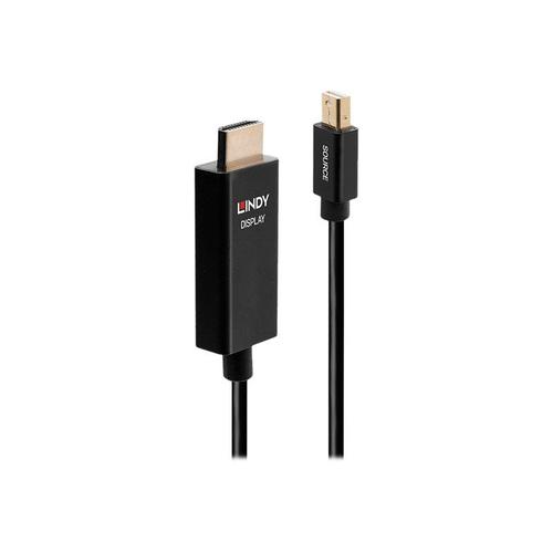 Lindy - Câble adaptateur - Mini DisplayPort mâle pour HDMI mâle - 1 m - blindé - noir - rond, support 4K, puce active