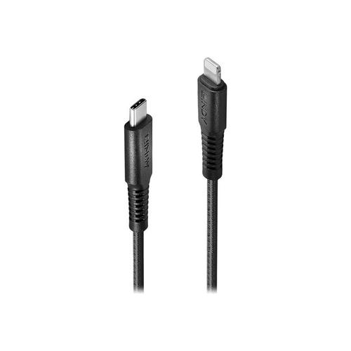 Lindy - Câble Lightning - 24 pin USB-C mâle pour Lightning mâle - 3 m - blindé - noir - rond, support pour Power Delivery 2,0