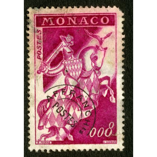 Timbre Oblitéré Monaco, Chevalier, Postes, Minne, Serres, 0, 08