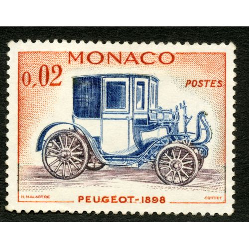Timbre Non Oblitéré Monaco,Peugeot 1898,Malartre,Cottet,Postes,0,02