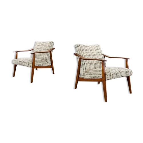 Paire De Chaises Vintage Scandinaves Easy Chaises Longues En Teck Annes 1960 Marron