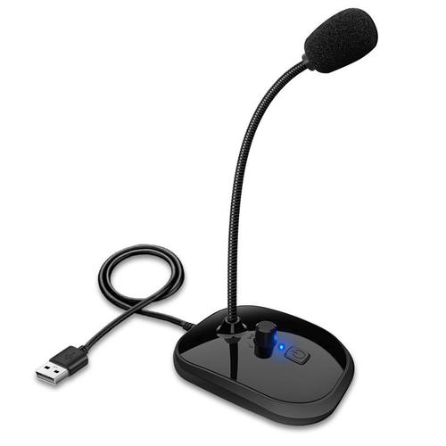 Microphone USB pour ordinateur, microphone de bureau avec contrôle