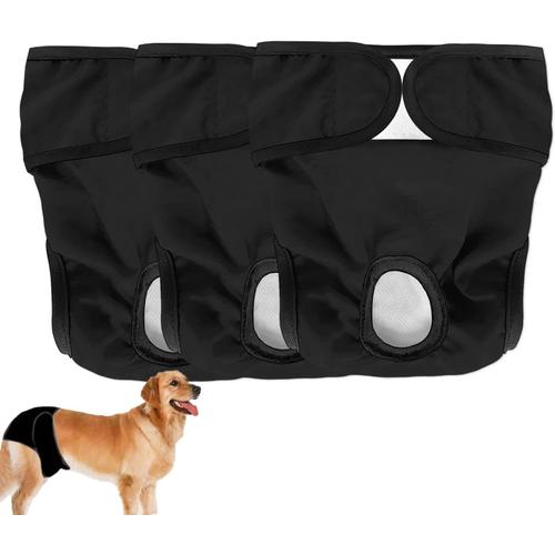 3pcs Couches Lavables Pour Chiens,Couches Pour Chiens Et Réutilisables Avec Un Grand Pouvoir Absorbant Pour Chiens Femelles(L)