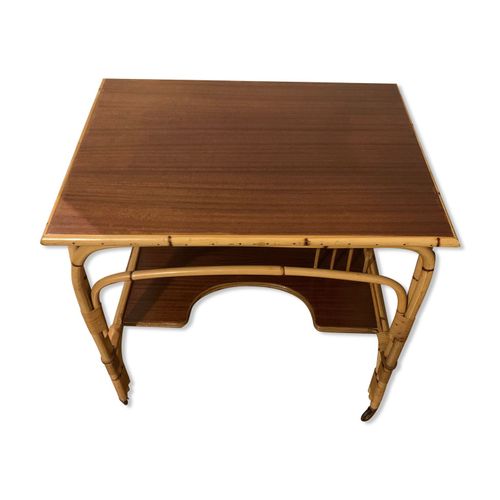 Bureau En Rotin Vintage Marron