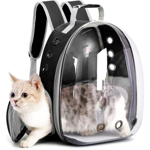 Sac A Dos Chat Chien: Sacs De Voyage Portable Pour Animaux De Compagnie Transparent Capsule Spatiale Respirante - Sacs De Transport Pour Chaton Chiot - Sac À Cage Animal Pour Marche En Plein | Noir