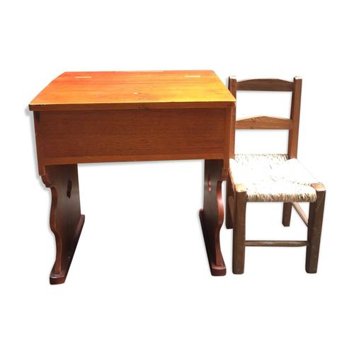 Pupitre Avec Coffre Et Chaise Enfant Marron