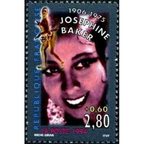 Timbre France 1994 Oblitéré - Joséphine Baker 1906-1975 - 2.80 + 0.60 Yt2899