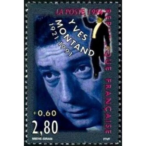 Timbre France 1994 Oblitéré - Yves Montand 1921-1991 - 2.80 + 0.60 Yt2901