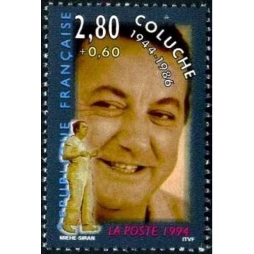 Timbre France 1994 Oblitéré - Coluche 1944-1986 - 2.80 + 0.60 Yt2902