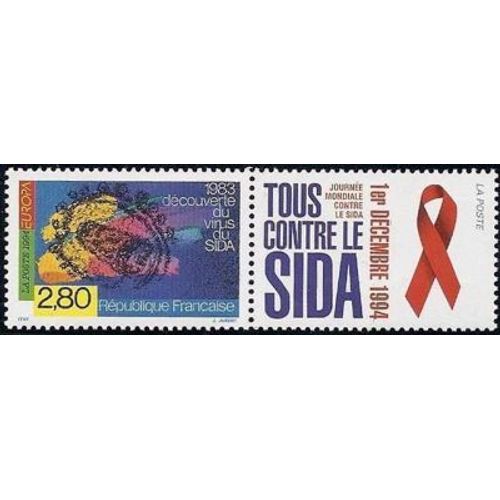 Timbre France 1994 Oblitéré -Journée Mondiale De Lutte Contre Le Sida - 2.80 Yt2916