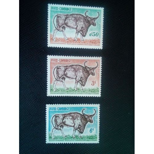 Timbre Cambodge Y T 144 A 146 Série : Protection Des Animaux Sauvages 1964 ( 080207 )