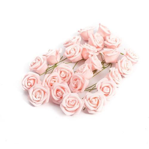 24 ROSES EN MOUSSE SUR TIGE 4X8CM ROSE