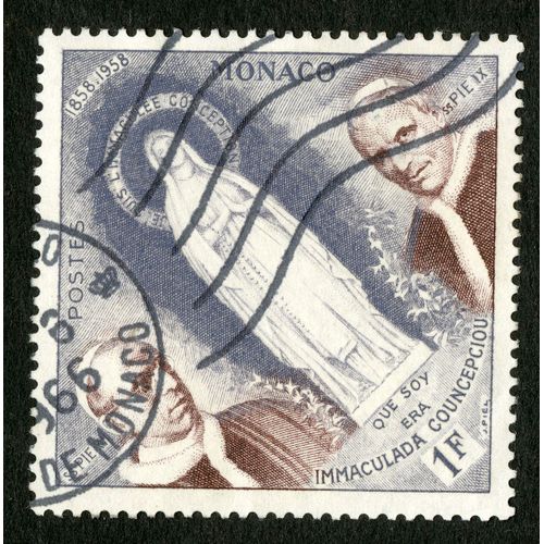 Timbre Oblitéré Monaco,Que Soy Era Immaculada Councepciou,Je Suis L'immaculée Conception,1858-1958,1f