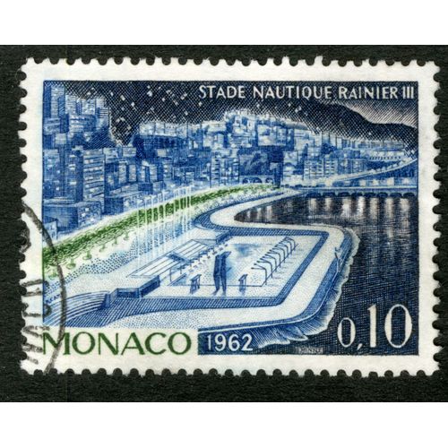 Timbre Oblitéré Stade Nautique Rainier Iii,Monaco,1962,Minne,0,10