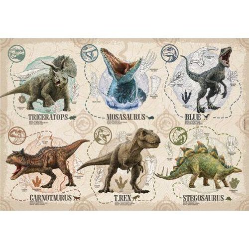 Puzzle Enfant 104 Pieces Les Dinosaures - Set Puzzle Animaux Préhistoriques Dino Et 1 Carte Tigre