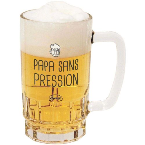 Chope À Bière En Verre Humour 440 Ml Papa Sans Pression
