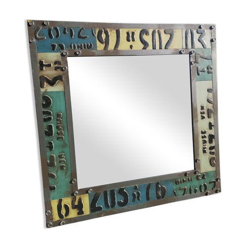 Miroir style industriel 76x76cm multicolore