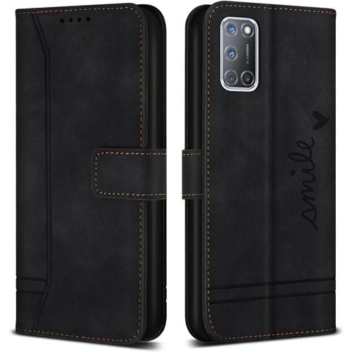 Coque Pour Oppo A52 4g / Oppo A72 / Oppo A92, Etui Cuir Avec Magnetique, Flip Pochette Housse Pour Oppo A52 4g / Oppo A72 / Oppo A92 Protection, Noir