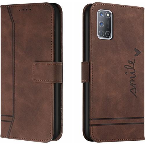 Coque Pour Oppo A52 4g / Oppo A72 / Oppo A92, Etui Cuir Avec Magnetique, Flip Pochette Housse Pour Oppo A52 4g / Oppo A72 / Oppo A92 Protection, Marron