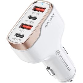 Chargeur De Voiture 200 W, Chargeur De Voiture USB C PD3.0 QC4.0 PPS à Charge Rapide Avec 2 Câbles USB C 100 W 3 Ports De Type C Allume-Cigare Pour Dell XPS